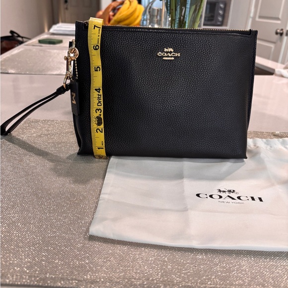 Coach Black Pebbled Leather Pouch - Picture 2 of 6